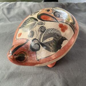 Vintage Mexican Pottery Hand Painted Turtle